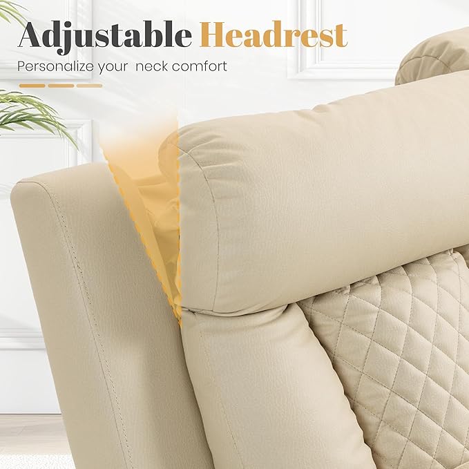 2-Piece Power Reclining Sofa Set, 3-Seater Sofa with Drop-Down Console & 2-Seater Loveseat, Zero Wall Hugger Electric Recliner Couch with Adjustable Headrest, AC Outlets (Beige, 2+3)