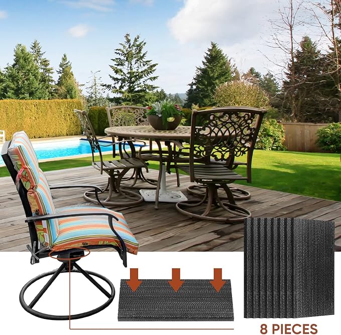 Tondiamo 8 Pcs Black Patio Chair Spring Plates Swivel Rocker Chair Fiberglass Spring Plates Replacement Parts for Universal Outdoor Patio Furniture