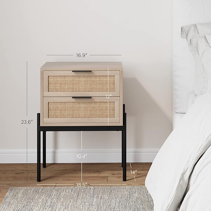 Nathan James Modern Nightstand, End, Bedside or Side Table with Storage for Living Room or Bedroom