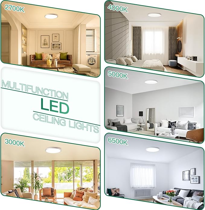 Brightever LED Flush Mount Ceiling Light, 7 Inch 12W Ultra Slim 0.67 Inch Kitchen Lighting Fixture, 1200LM 120W Equivalent, 2700K-6500K Color Adjustable, Dimmable Light Fixture Ceiling Mount, 1 Pack