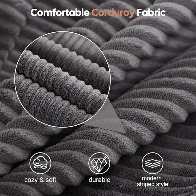 COMAX Folding Sofa Bed, Foldable Couch for Bedroom, Convertible Floor Sleeper Futon Chair Foam, Corduroy 3 in 1 Fold Out Chair Portable Comfy Lounge Couch Sofa Bed for Small Space, Twin, Grey