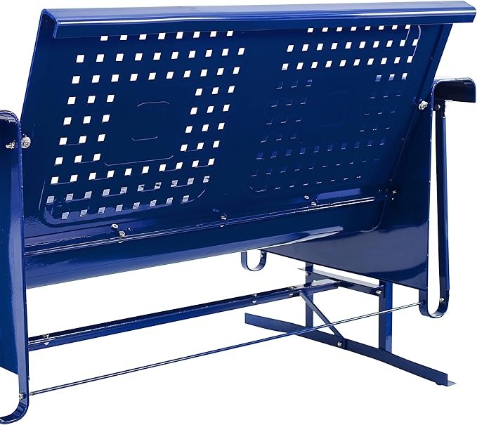 Crosley Furniture Bates Retro Metal Outdoor Sofa Glider, 3-Person Rocking Patio Bench for Porch, Deck, Navy Gloss