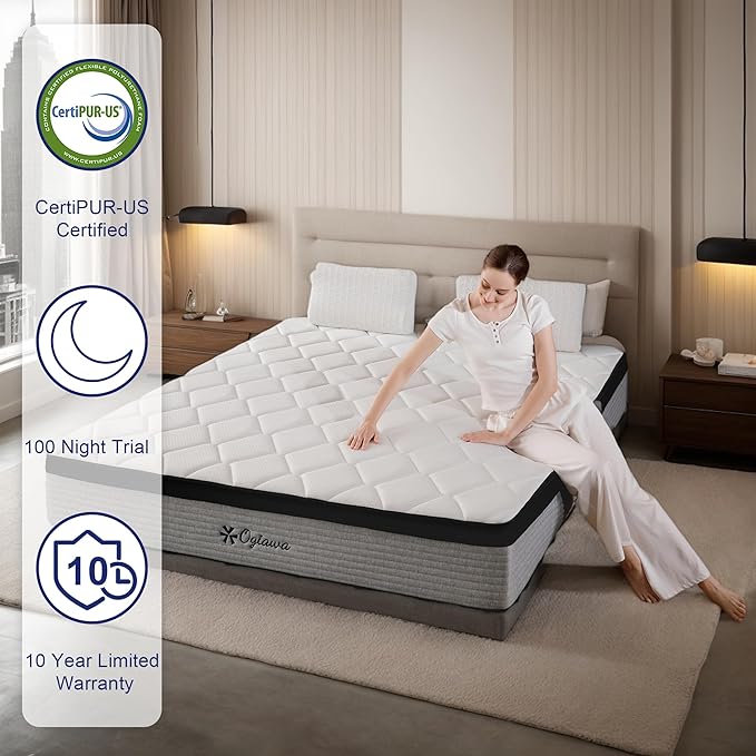 Queen Size Mattress, 12 Inch Queen Hybrid Mattresses in a Box with Memory Foam, Medium Firm Individual Pocket Spring for Edge Support, Fiberglass Free Bed Mattres, Breathable, CertiPUR-US.
