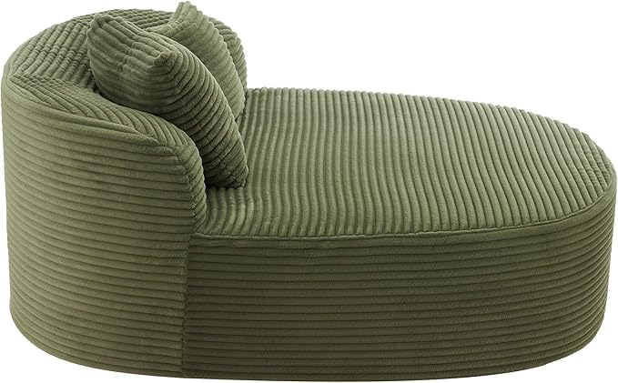 51.6-Inch Fluffy Corduroy Boneless Sleeper Daybed Oversized Single Recliner Foam Cloud Lounge Chaise,Floor Cloud Sofa Chaise W/2 Toss Pillows for Bedroom Living Room