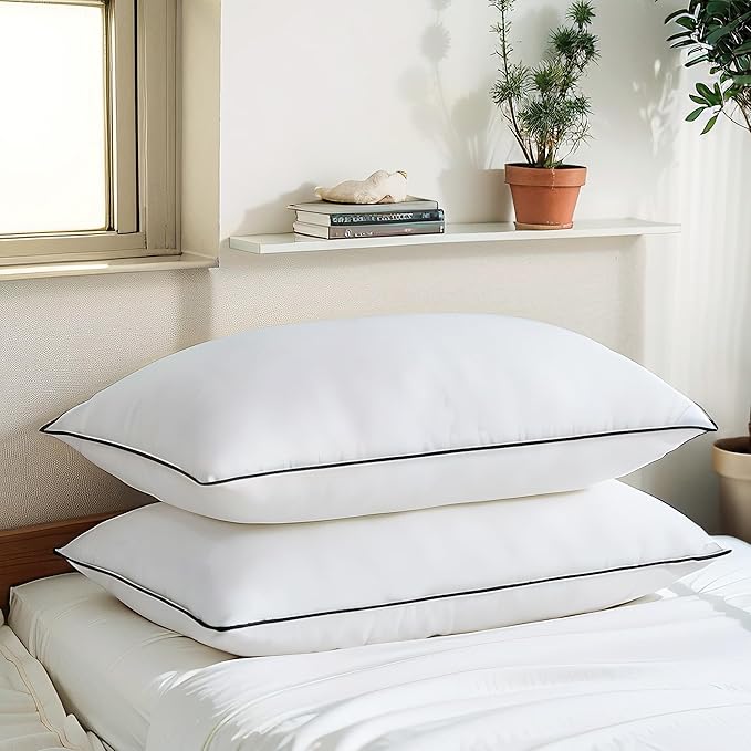 Acanva Bed Pillows King Size Set of 2, Fluffy 3D Down Like Filled, Machine Washable, Soft and Supportive for Side, Back or Stomach Sleepers