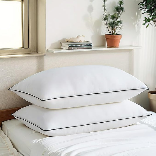 Acanva Bed Pillows Queen Size Set of 2, Fluffy 3D Down Like Filled, Machine Washable, Soft and Supportive for Side, Back or Stomach Sleepers