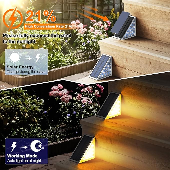 Solar Step Lights for Outside Waterproof IP67, Outdoor Stair Lights 12 Pack, Solar Stair Lights Outdoor LED Outdoor Step Lights Decor for Deck, Front Step, Patio, Garden Step