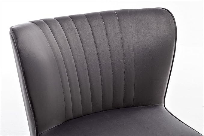 Modern Velvet Accent Chair for Living Room, Bedroom, or Entryway, Stylish and Comfortable Armless Design with Metal Legs, Grey