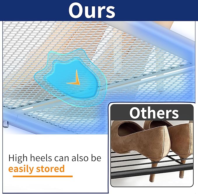SUFAUY 33" Wide Shoe Rack, 5 Tier Shoe Organizer Mesh Free Standing Shoe Storage Shelf for Closet, White