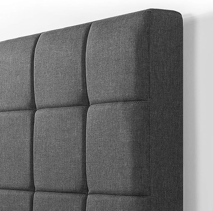 Zinus Lottie Upholstered Platform Bed Frame, Mattress Foundation, Wood Slat Support, No Box Spring Needed, Easy Assembly, Grey, Twin