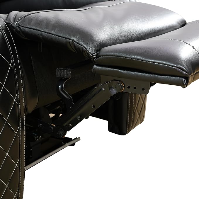 Power Recliner Sofa Set for Living Room, Leather Reclining Sofa Sets with Storage Console, Living Room Furniture Sets with LED Lights(Loveseat and Chair,Black)