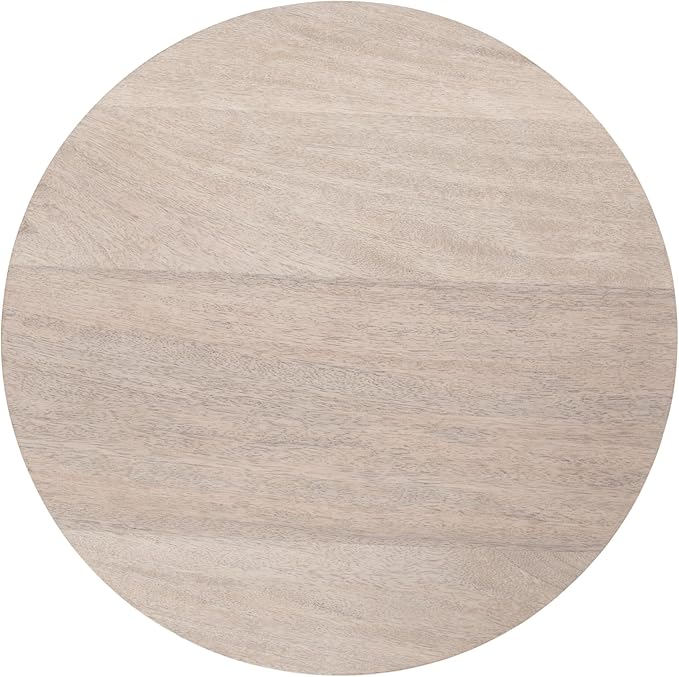 Kate and Laurel Wegner Traditional Wooden Round Side Table; 16 x 26; Whitewash; Elegant and Durable Pedestal Table for Use as Living Room End Table; Plant Stand; or Bedroom Nightstand