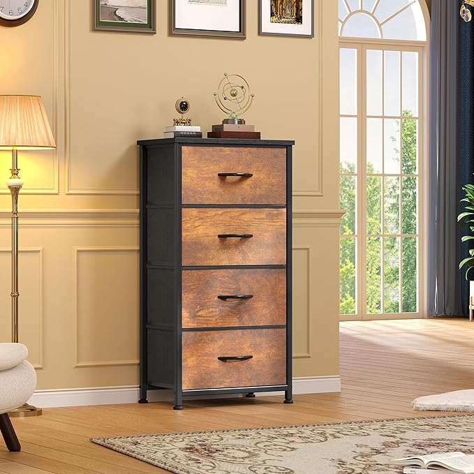 DWVO Dresser with 4 Drawers - Fabric Storage Tower, Organizer Unit for Room, Living Room, Hallway, Closets