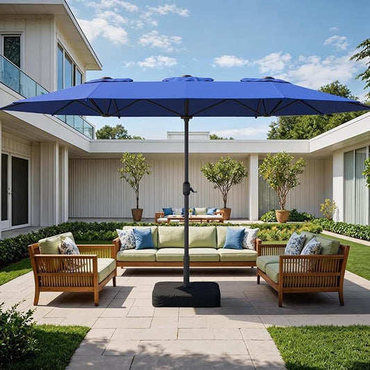 Sannwsg Outdoor Patio Umbrella,Table Umbrella with Push Button Tilt and Crank,Market Umbrella with 8 Sturdy Ribs,Yard Umbrella