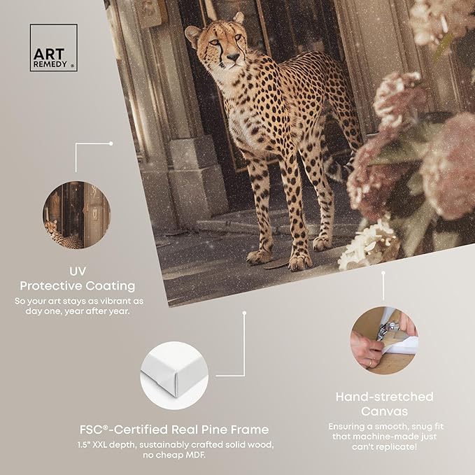 Art Remedy Cheetah at the Store Canvas Fashion Designer Wall Art, Gallery Wrapped, 36" x 54"
