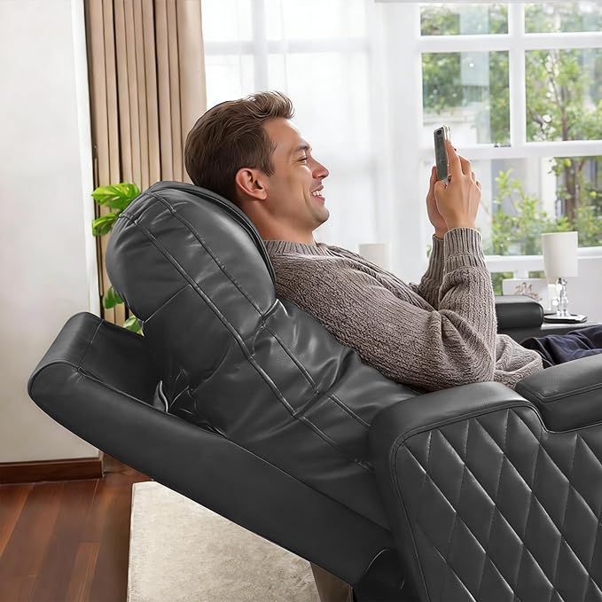MCombo 65" Zero Gravity Oversized Power Reclining Loveseat with Adjustable Headrest for Living Room, Double Recliner Sofa with USB & Type C Port, Armrest Storage & LED Light HTS401SET
