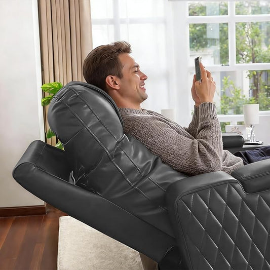 MCombo 65" Zero Gravity Oversized Power Reclining Loveseat with Adjustable Headrest for Living Room, Double Recliner Sofa with USB & Type C Port, Armrest Storage & LED Light HTS401SET