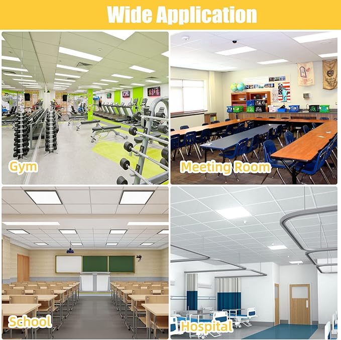 2x4 LED Flat Panel Light,6 Pack,7800LM LED Ceiling Light Fixture,0-10V Dimmable,5000K Daylight White Recessed Edge-Lit Troffer Fixture,ETL Certificated,Works from 110-277V AC