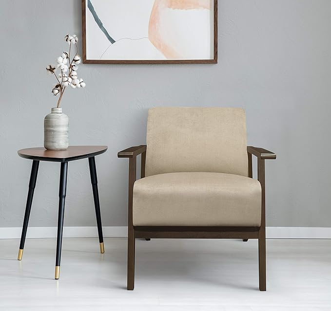 Lexicon New Castle Velvet Accent Chair, 27.5" W, Light Brown