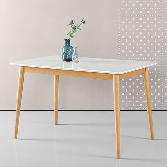 ZINUS Jen 47 Inch Wood Dining Table, Solid Wood Kitchen Table, Easy Assembly, White