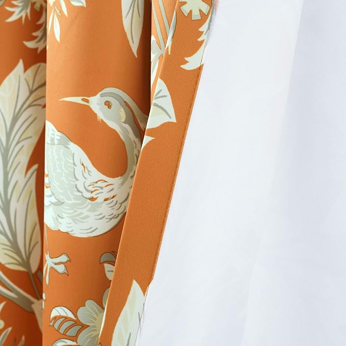 Lush Decor Dolores Light Filtering Window Panels, Pair, 52" W x 84" L, Orange - Floral Curtains for Bedroom - Vintage Curtains - Coquette Room Decor