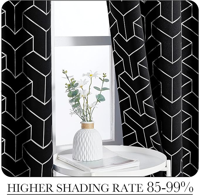 NICETOWN Room Darkening Curtains for Living Room - Easy Care Solid Thermal Insulated Grommet Room Darkening Curtains/Panels/Drapes for Bedroom Decoration (2 Panels, 52 by 84, Greyish White)