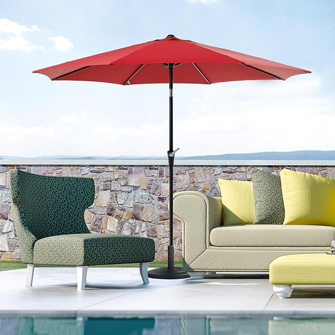 OLIXIS Patio Umbrella with Tilt and Crank Button & Sturdy Ribs Waterproof, Patio Table Umbrella Perfect for Poolside, Terrace, Beach and Outdoor Restaurant