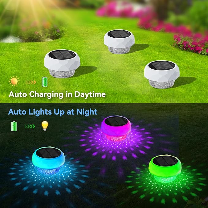 Solar Floating Pool Lights, RGB Color Float Pool Lights, IP68 Waterproof, Pool Decor Lighting Accessories for Inground, Above Ground Pools, Outdoor, Garden, Party Decoration