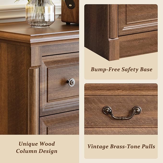 Concho Farmhouse 6 Drawers Dresser for Bedroom, Tall Wood Chest of Drawers with Spacious Storage Space, Rustic Storage Dressers Organize, TV Stand for Living Room, Bedroom, Rustic Brown