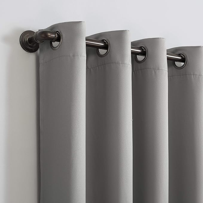Sun Zero Nordic Theater Grade Extreme 100% Blackout Grommet Curtain Single Panel, 52" x 63", Silver Gray