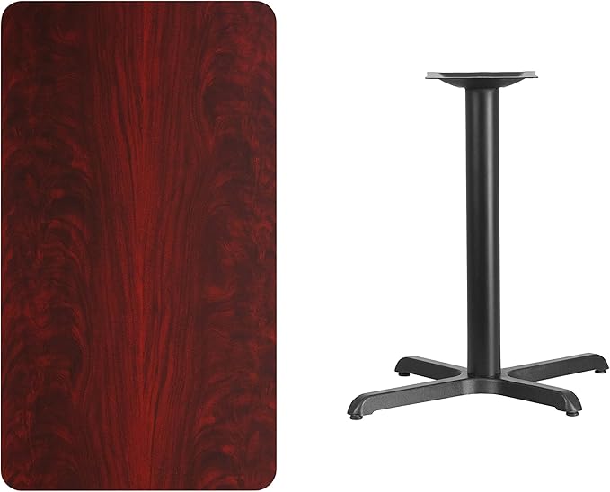 Flash Furniture Graniss 24'' x 42'' Rectangular Mahogany Laminate Table Top with 23.5'' x 29.5'' Table Height Base
