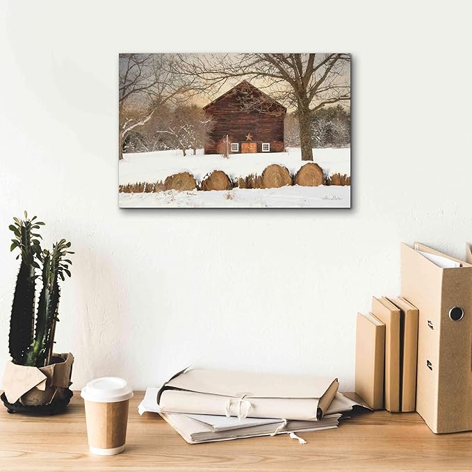 Epic Graffiti 'Snowy Vermont Barn' by Lori Deiter, Canvas Wall Art, 18"x12"
