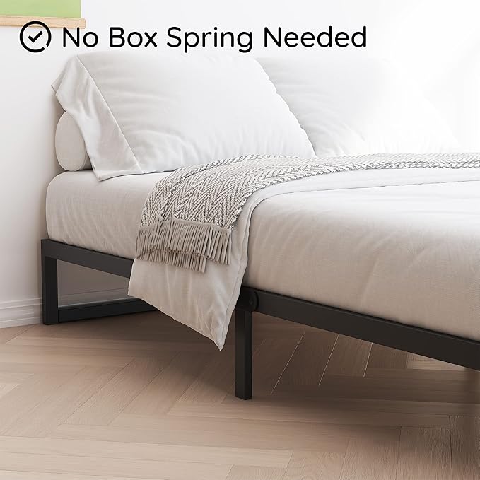 10 Inch Cal King Bed Frame Heavy Duty Metal Platform Mattress Foundation with Steel Slat Support, No Box Spring Needed, Easy Assembly, Black