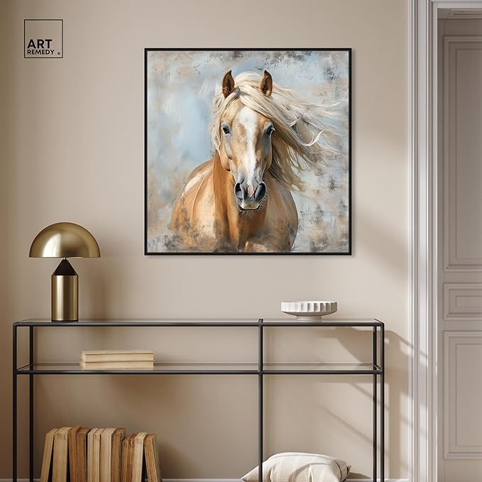 Art Remedy Rustic Rider Canvas Horse Wall Art, Black Frame, 30" x 30"
