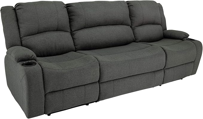 RecPro Charles Powered Double RV Wall Hugger Recliner Sofa | Loveseat | Furniture | Cloth (Fossil, 94")