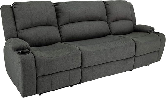 RecPro Charles Powered Double RV Wall Hugger Recliner Sofa | Loveseat | Furniture | Cloth (Fossil, 94")
