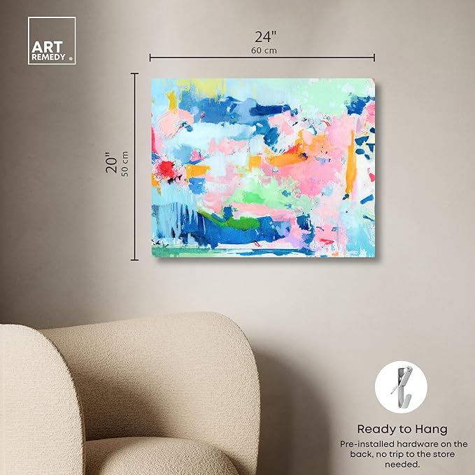 Art Remedy Peaceful Haven Canvas Bright Colorful Abstract Wall Art, Gallery Wrapped, 24" x 20"