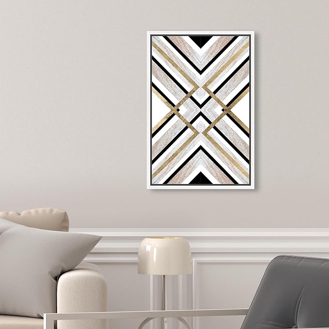 The Oliver Gal Artist Co. Abstract Framed Wall Art Canvas Prints 'Earthy Lux' Geometric Home Décor, 10" x 15", Brown, Gold