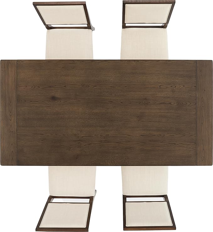 Crosley Furniture Joanna 5-Piece Modern Farmhouse Dining Table Set for 4 with Upholstered Chairs, Dark Oak/Creme