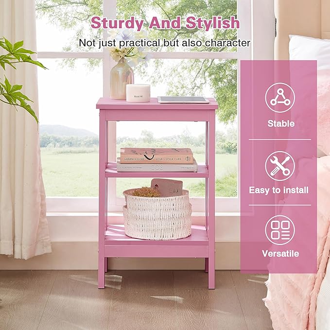 VECELO Modern Nightstands X-Design Side End Table Night Stand with Storage Shelf for Bedroom,Living Room,