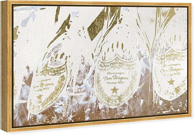 The Oliver Gal Artist Co. Drinks and Spirits Framed Wall Art Canvas Prints 'Champagne Showers' Champagne