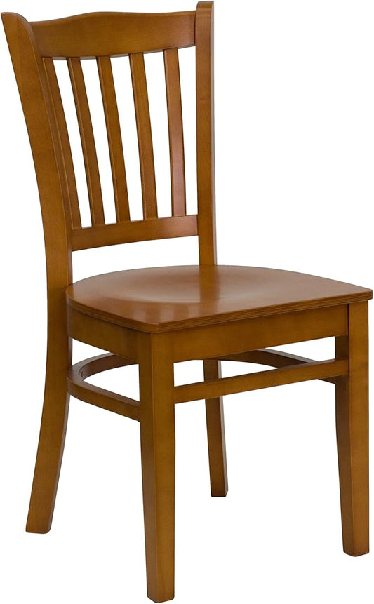 Flash Furniture HERCULES Series Vertical Slat Back Cherry Wood Restaurant Chair
