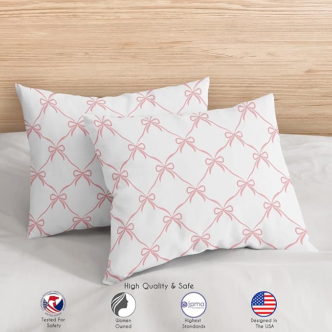 Sweet Jojo Designs 3-Piece Queen Comforter Set (Pink Bows) for Girls, Kids, Teen, Adult Bed Room incl. Full Size Bedding Sets & Sham (Blush, Bow for The Ballerina, Ballet Dancer, Princess Collection)