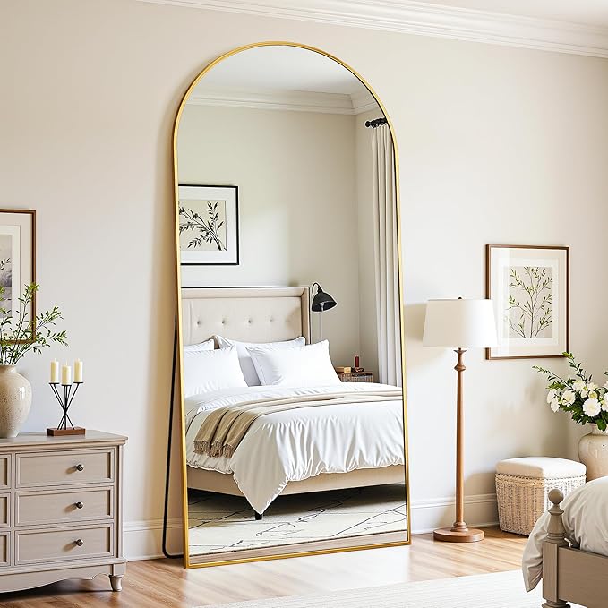Floor Mirror, 76"×34" Full Length Mirror with Stand for Bedroom Living Room, Gold