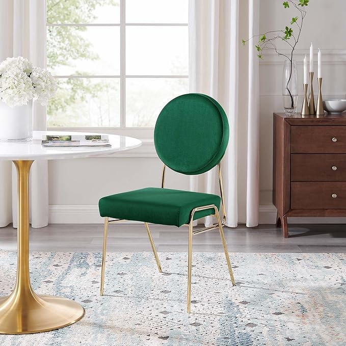 Modway Craft Performance Velvet Upholstered Side Dining Chair in Gold Green