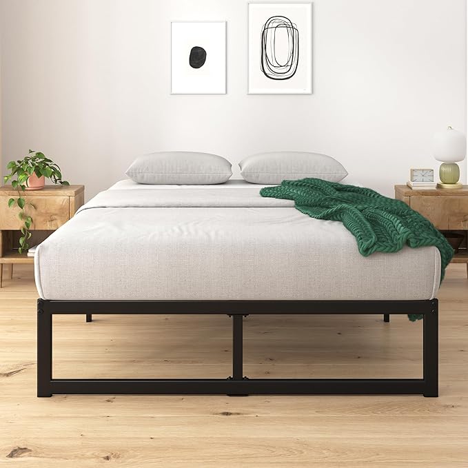 Zinus ABEL 14 Inch Platform Bed Frame, Steel Slat Support, Easy Assembly, No Box Spring Needed, Eco Friendly WonderBox(TM) Packaging, Black, King
