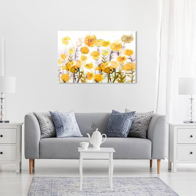 The Oliver Gal Artist Co. Floral and Botanical Wall Art Canvas Prints 'Bella Garden Poppy Yellow' Gardens