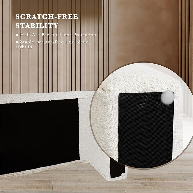Spatial Order Modern Arch Channel Bench | Bench for Living Room & Bedroom | Decorative Home Furniture - Cream Boucle