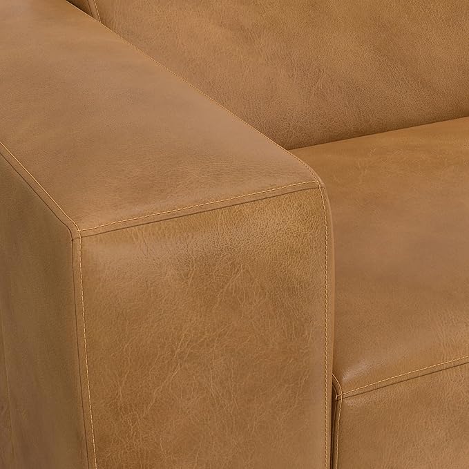 SIMPLIHOME Rex Right-Facing Modular Sectional Sofa in Full-Grain Genuine Leather, Sienna, 122-inches Wide, Handcrafted Modern-Style 4-Seater L-Shaped Leather Couch with Right Chaise for Living Room