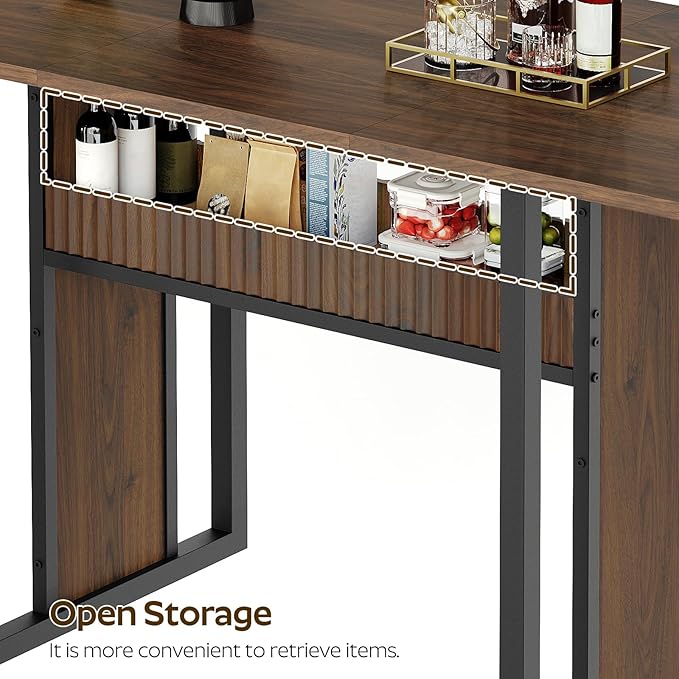 47.2 Inch Dining Table for 4, Kitchen Table with Storage, Morden Dining Room Table, Easy Assembly, Walnut CZ01BH